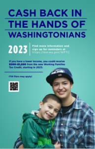 Cash back in the hands of Washingtonians 2023 deep sky blue poster english